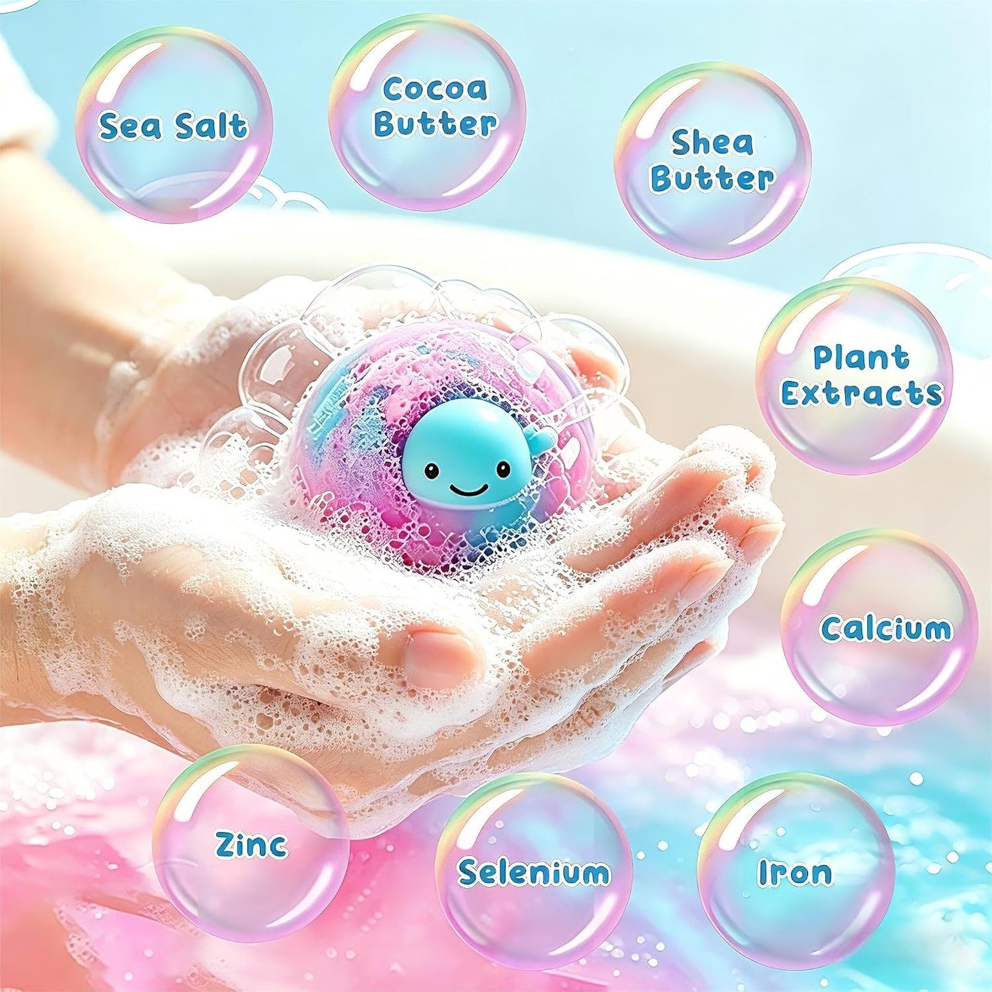 12 Pack Bath Bomb Gift Set - Large 2.1oz / 60g Shea Butter Spa Fizzies with Hidden Surprise Inside - Mineral-Rich Non-Staining Moisturizing Formula for Adults