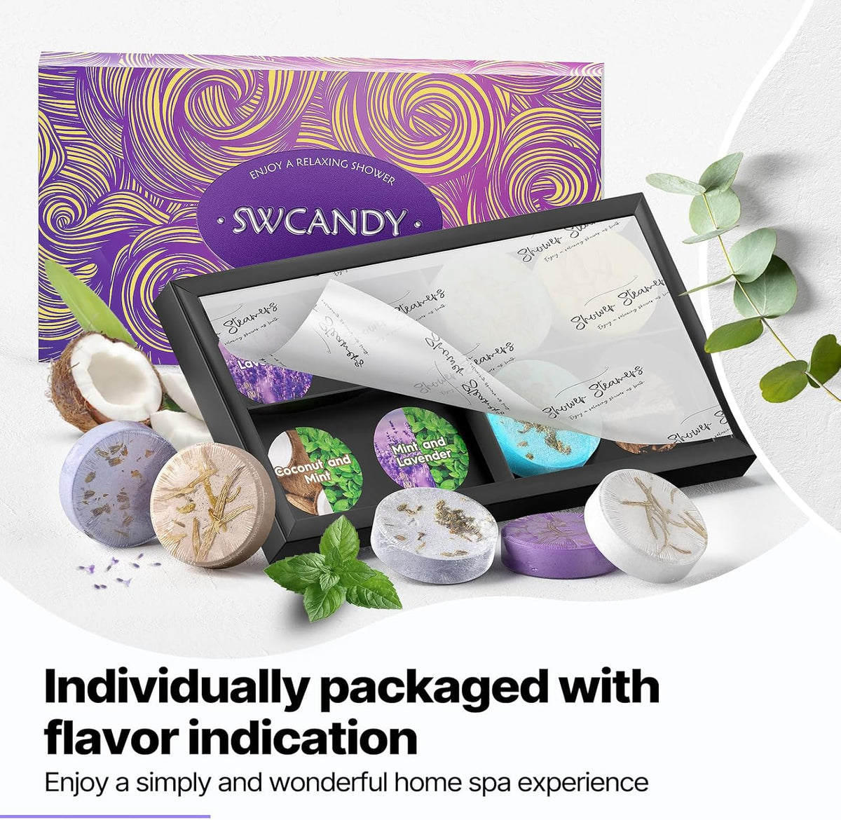SWCANDY Shower Steamers Aromatherapy Gifts for Women 8 Pcs Shower Home Spa