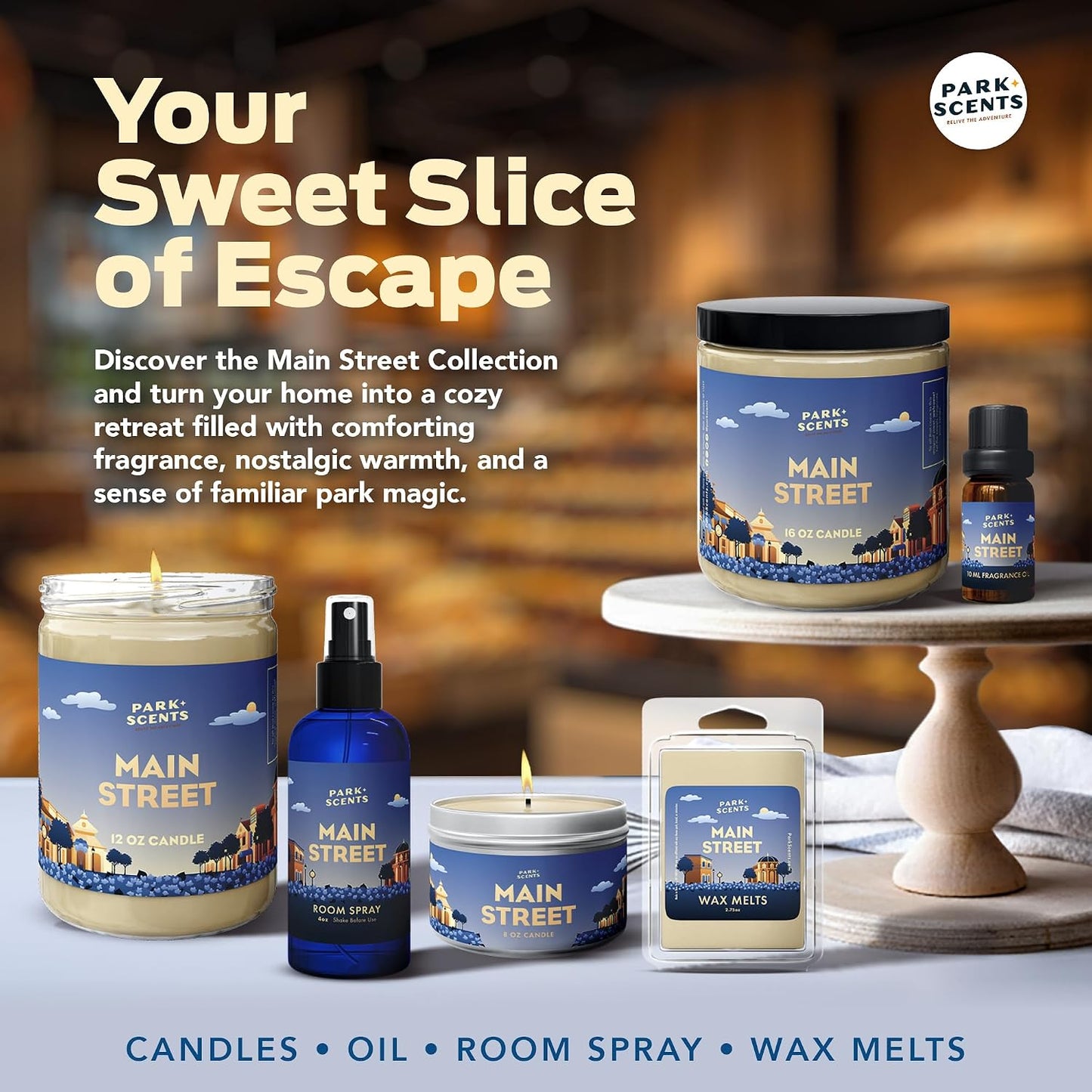 Park Scents Main Street Fragrance Room Spray – Theme Park Scented Air Freshener Spray with Caramelized Sugar, Coconut, Custard, Rum, Vanilla, Maple – Friend Birthday Gifts for Women (4oz)