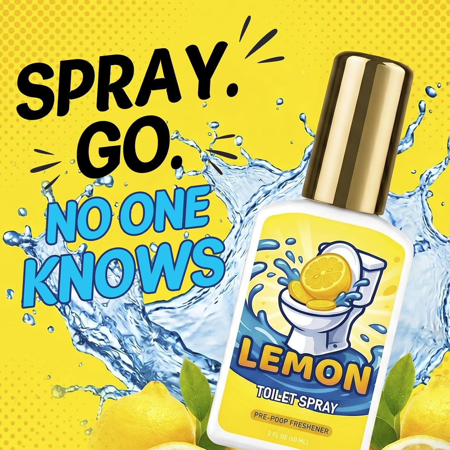 Bathroom Toilet Spray for Poop, Lemon Odor Eliminator 2 Pack 4 Fl Oz | 100% Natural Plant Essential Oil, Up to Up to 240 Uses