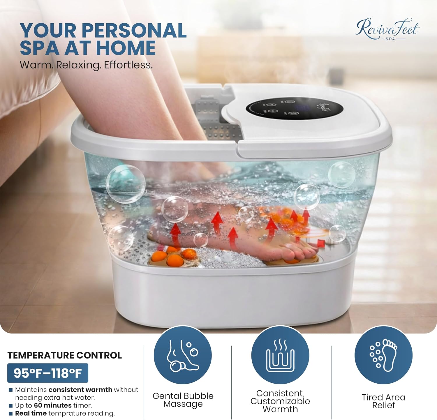 Collapsible Foot Spa Electric Rotary Massage, Heated Foot Bath with Bubbles and Temperature Control. Foot Bath Soak Tub with Remote, 16 Motorized Shiatsu Massage Balls & 16 Salt Bombs