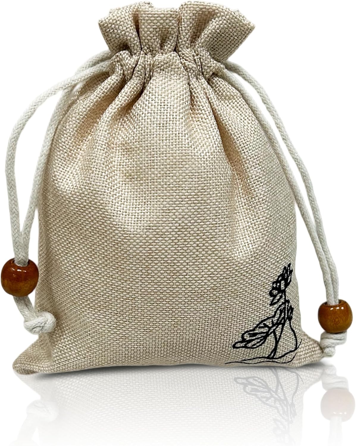 Drawstring Burlap Gift Bags Empty Sachet Bags for Lavender, Soft Breathable Washable Pouches, Storage Bags for Organizing. (Beige-50, 3.94 * 5.51 inch)