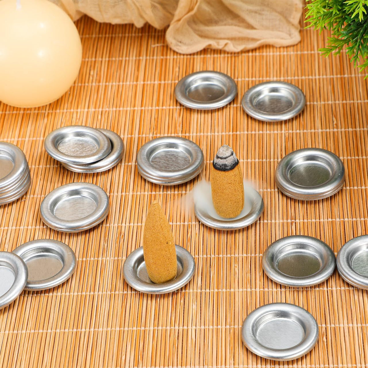 Lurrose 30 Pack Mini Metal Incense Holder Tray