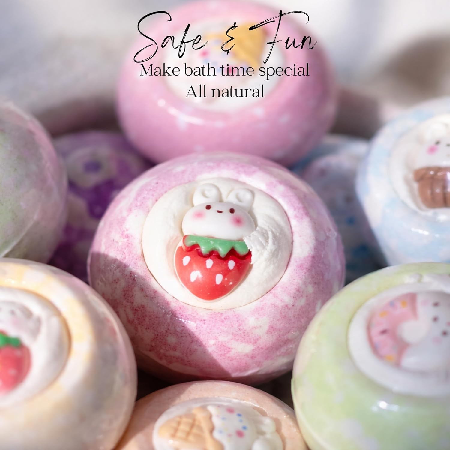 EvolutionUSA 12 Bloom Bath Bombs with Toys - Adorable Girl Bath Bomb Set, Bubbly Kids Bathbombs, Fizzy Bath Ball, Kids Bath Bombs for Girls, Childrens Bath Bomb Set Easter, Birthday, Christmas Gift