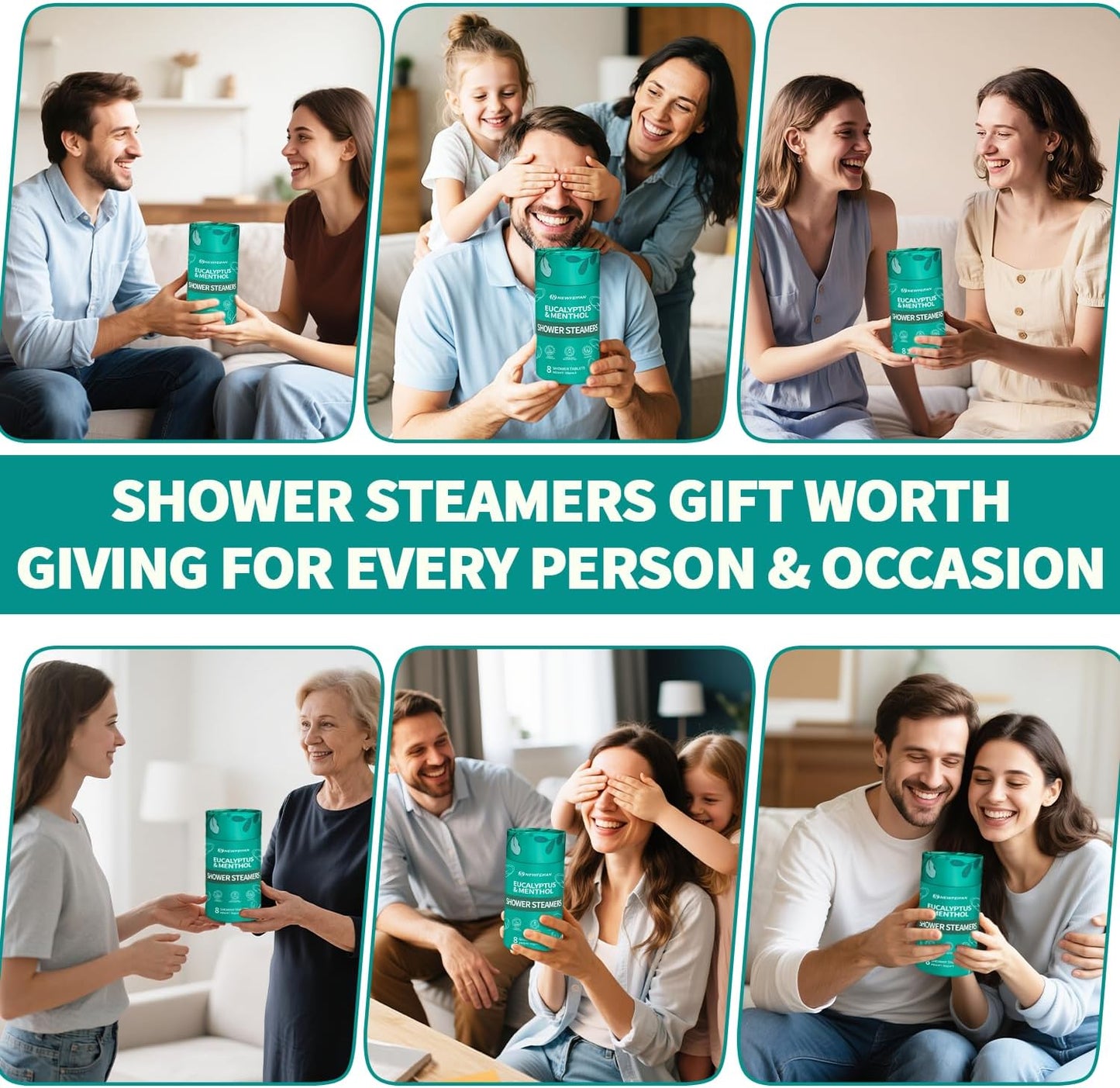 Shower Steamers Aromatherapy Gifts for Women Men, Fathers Day Gift for Dad Husband from Wife Daughter, 8 Pack Organic Eucalyptus & Menthol Essential Oil, Home Spa Relaxing Purple