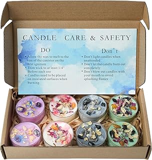 Tealight Soy Candles with Crystals and Herbs, Handmade Energy Candles, Aromatherapy Candles. (Mixed)