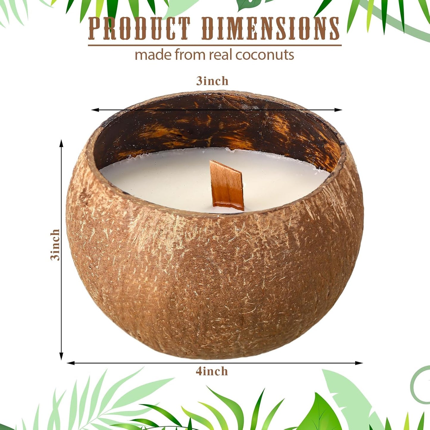 MTLEE 2 Pcs Coconut Candle Coconut Shell Candle Beach Candles Friendly Christmas Gift Hawaii Tropical Decor with Natural Coconut Shell for Home Room Decor, 3.94 x 2.76 Inch(Lavender Flavor)
