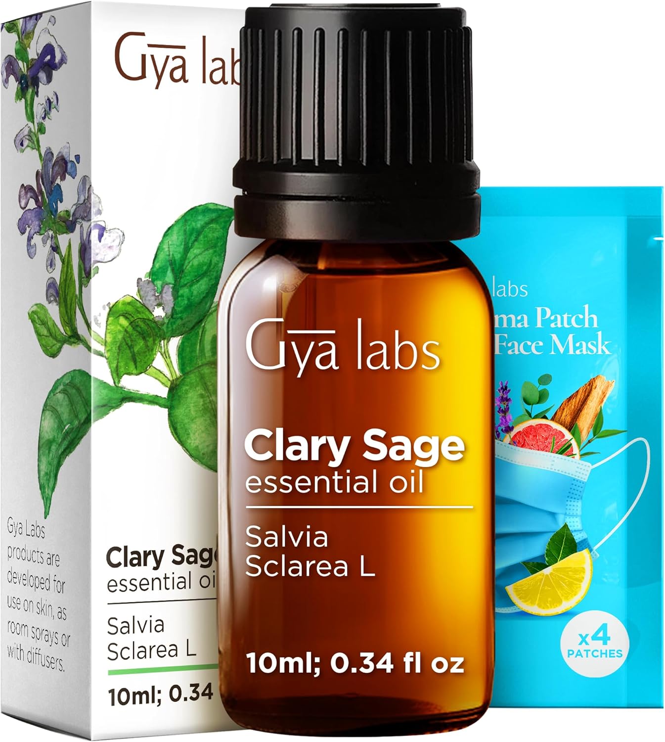 Organic Ylang Ylang Essential Oil for Diffuser & Sage Oil for Diffuser Set - Aromatherapy Grade Essential Oils Set - 2x0.34 fl oz - Gya Labs