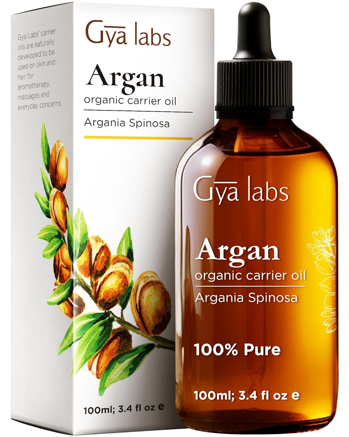 Gya Labs Argan Hair Revival Oil - 3.4 Fl Oz - Non-Greasy Formula for Thickening & Strengthening - Repairs Damaged Hair, Split Ends & Dry Scalp