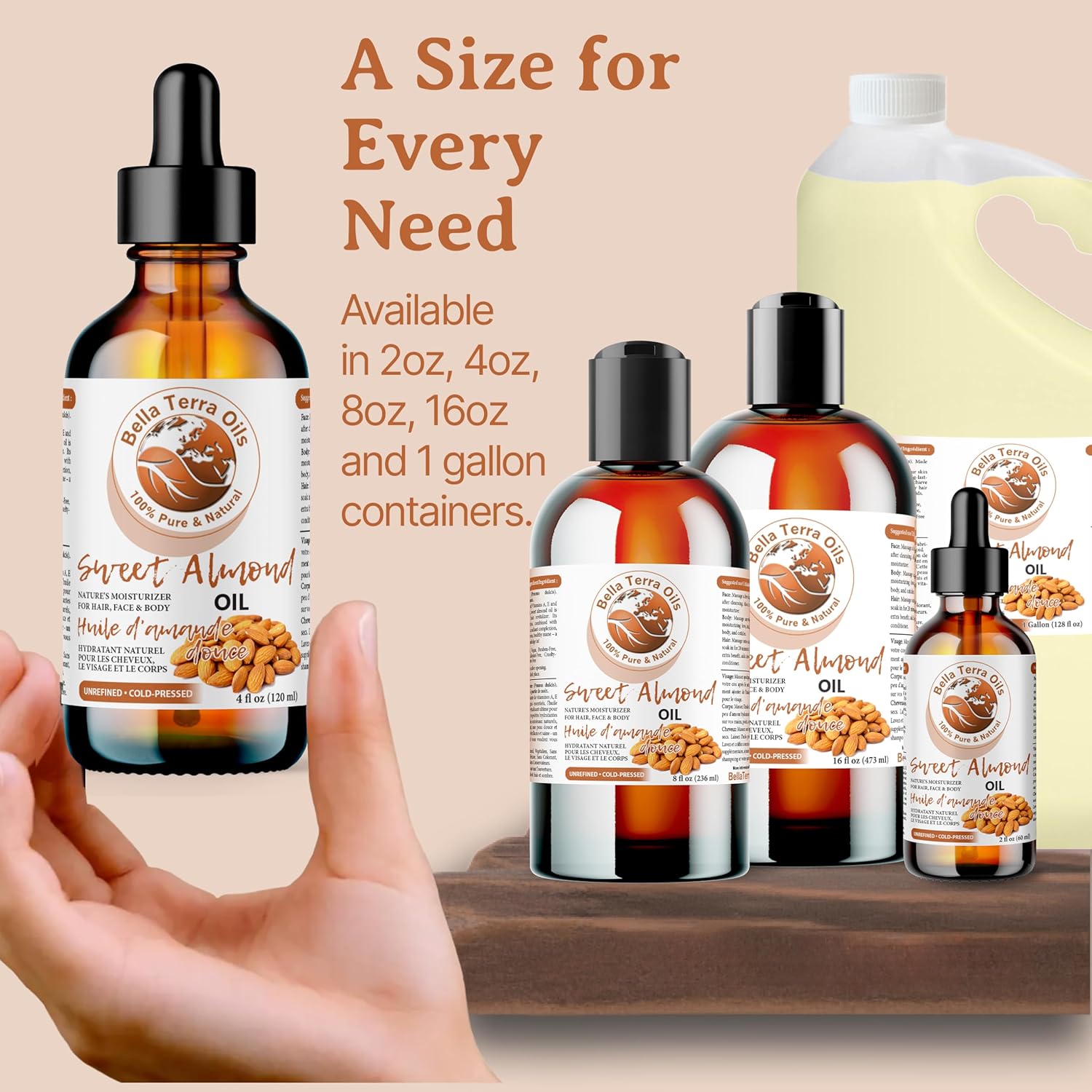 Bella Terra Oils - Natural Sweet Almond Oil 8oz - A Deep Dive into Almond's Vitamin A & Linoleic Acid Profile, Superior Cold-Pressed Delight for Skin