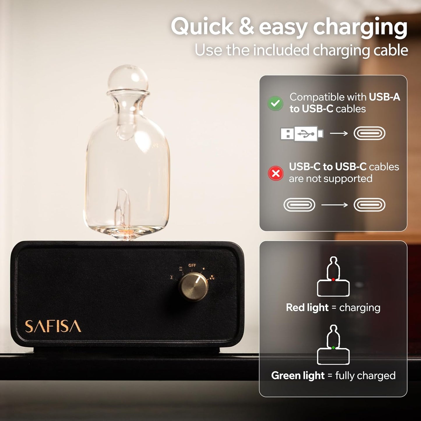 Waterless Essential Oil Diffuser, Nebulizing Cold Air Scent Diffuser for Home, 700 Sq. Ft., Portable Glass Waterless Diffuser for Large Room, Cordless Rechargeable, Smart, Hotel-Style