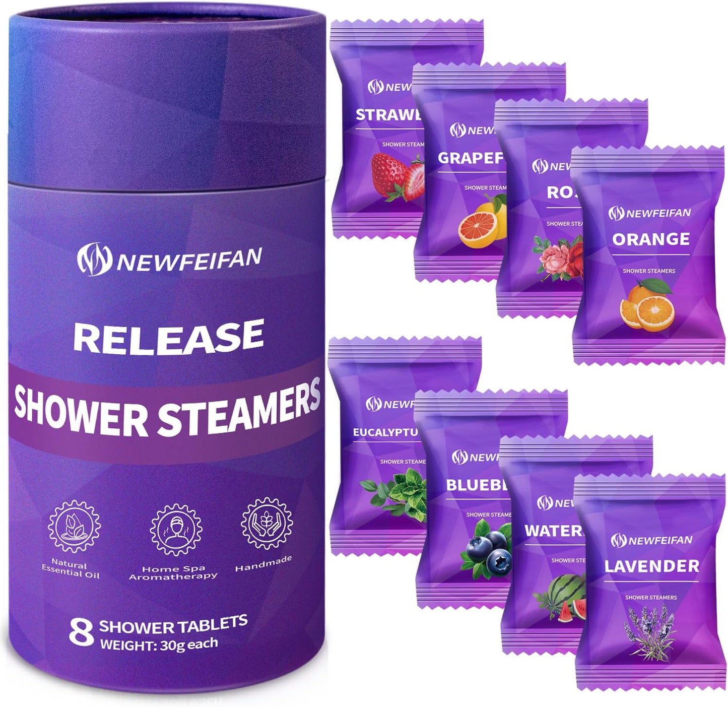 Shower Steamers Aromatherapy, 8-Pack Shower Bombs | Christmas Stocking Stuffers for Adults Women Men Teens White Elephant Birthday Gifts, Organic Essential Oil Home Spa Relaxing