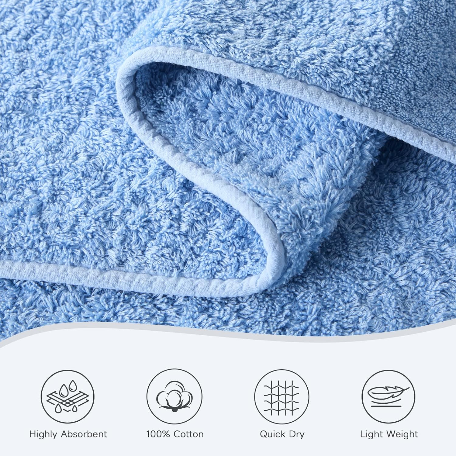 REDKISS 2 Pack Luxury 30x58 Inch Large Cotton Bath Towels Set,Ocean Blue | 100% cotton luxury fabric, ultra soft, highly absorbent & quick dry ocean blue towels for bathroom, gym, hotel and spa