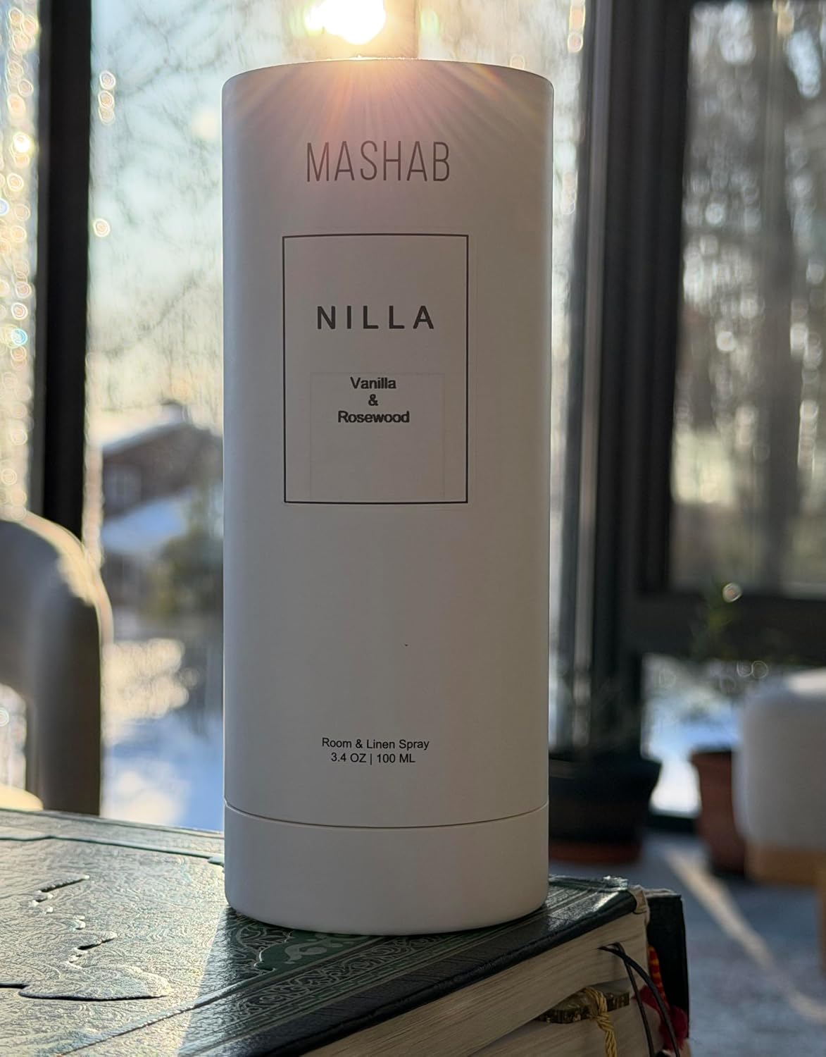 NILLA by MASHAB - All-Natural Vanilla & Rosewood Luxury Nonalcohol Linen & Room Spray | Aromatic Mist | Premium Glass Bottle (100 mL) Gift for Birthday Anniversary Mothers Day