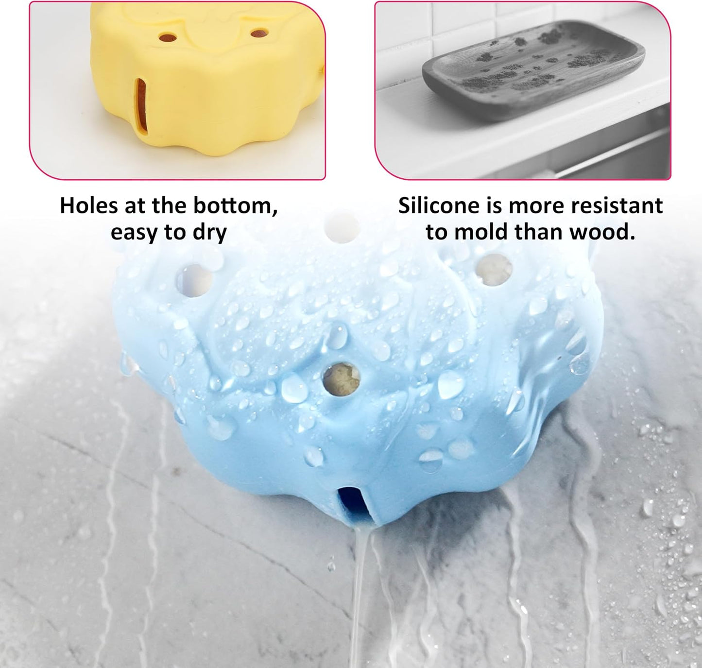 2 Packs Silicone Shower Steamer Tray/Holder, Shower Soap Dish Holder, Durable Steamer Hanger, Aromatherapy Diffuser Containers, Bathroom Accessories for Yoga Decor, Yellow and Blue