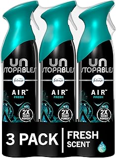 Febreze Air Mist Air Freshener Spray, Odor-Fighting Room Spray, Air Fresheners for Home and Bathroom and Kitchen, Aerosol Can, Unstopables Fresh Scent, Multicolor, 8.8oz (Pack of 3)