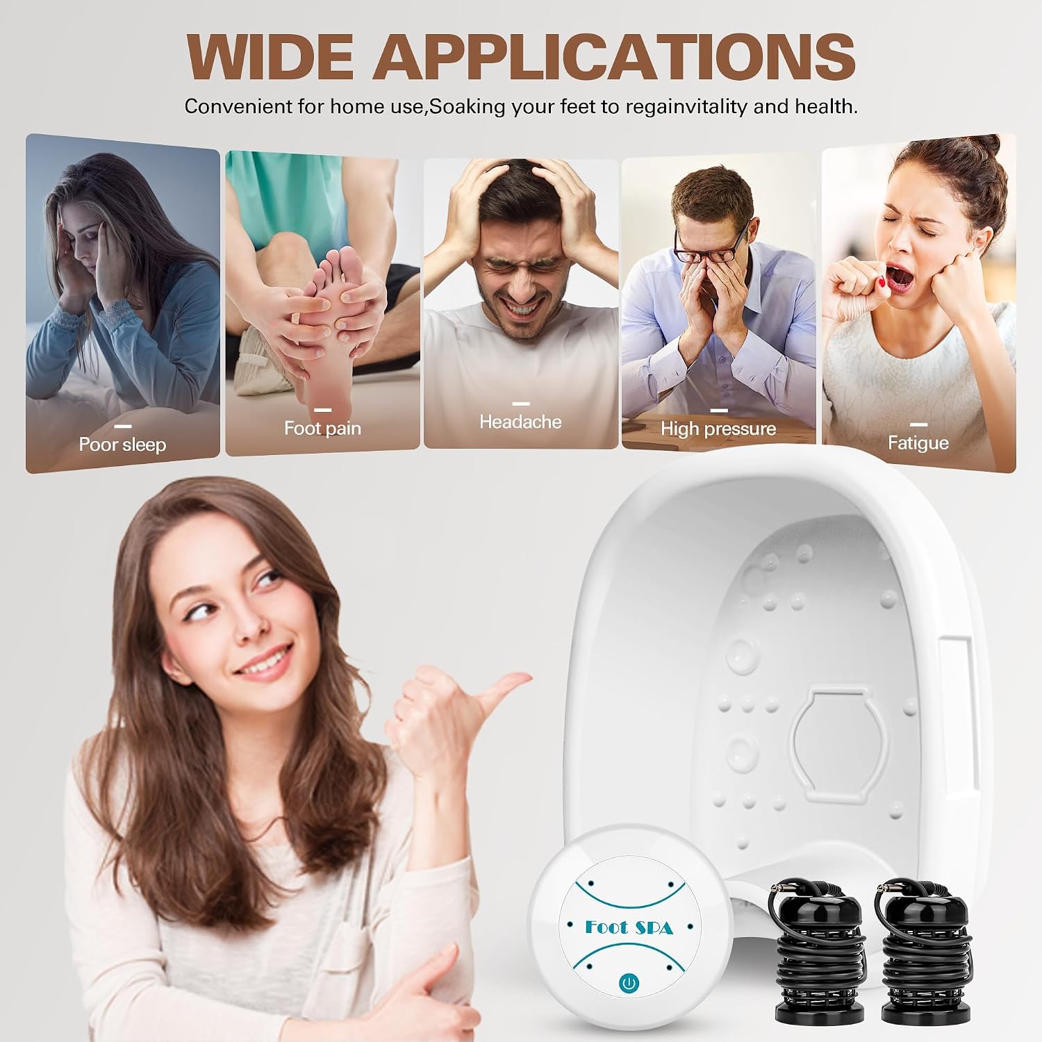Ionic Foot Bath Detox Machine - Suitable for Home Use, Home Salon-Level Spa Detox Machine, Healthy Detoxification, with Foot Bath, Array * 2, Liner