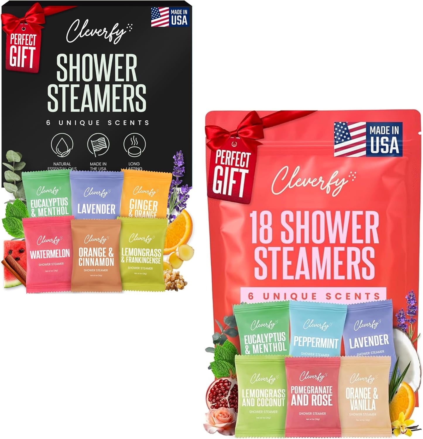Cleverfy Shower Steamers Aromatherapy for Women and Men – 6 x 18 Pack
