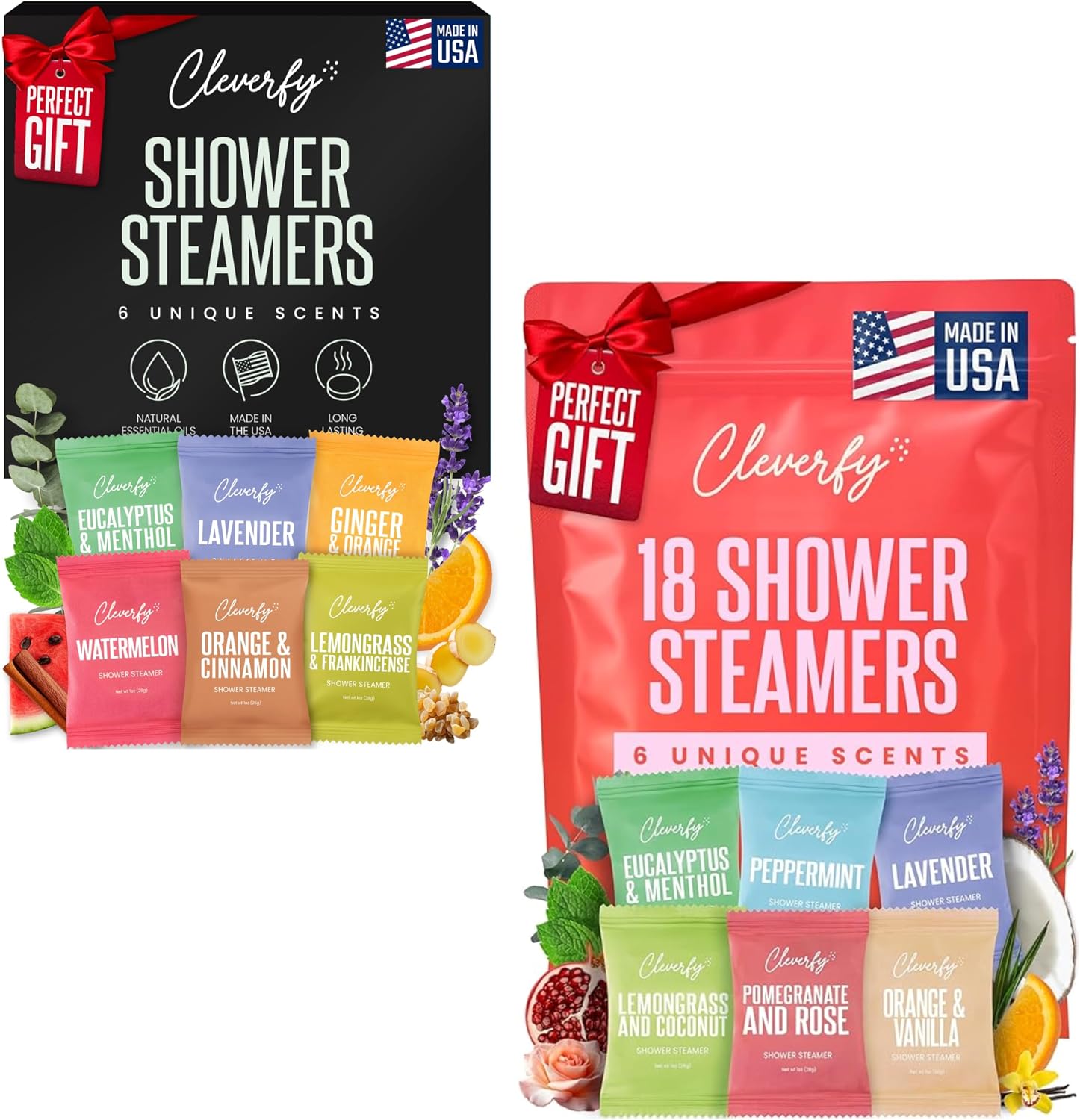 Cleverfy Shower Steamers Aromatherapy for Women and Men – 6 x 18 Pack