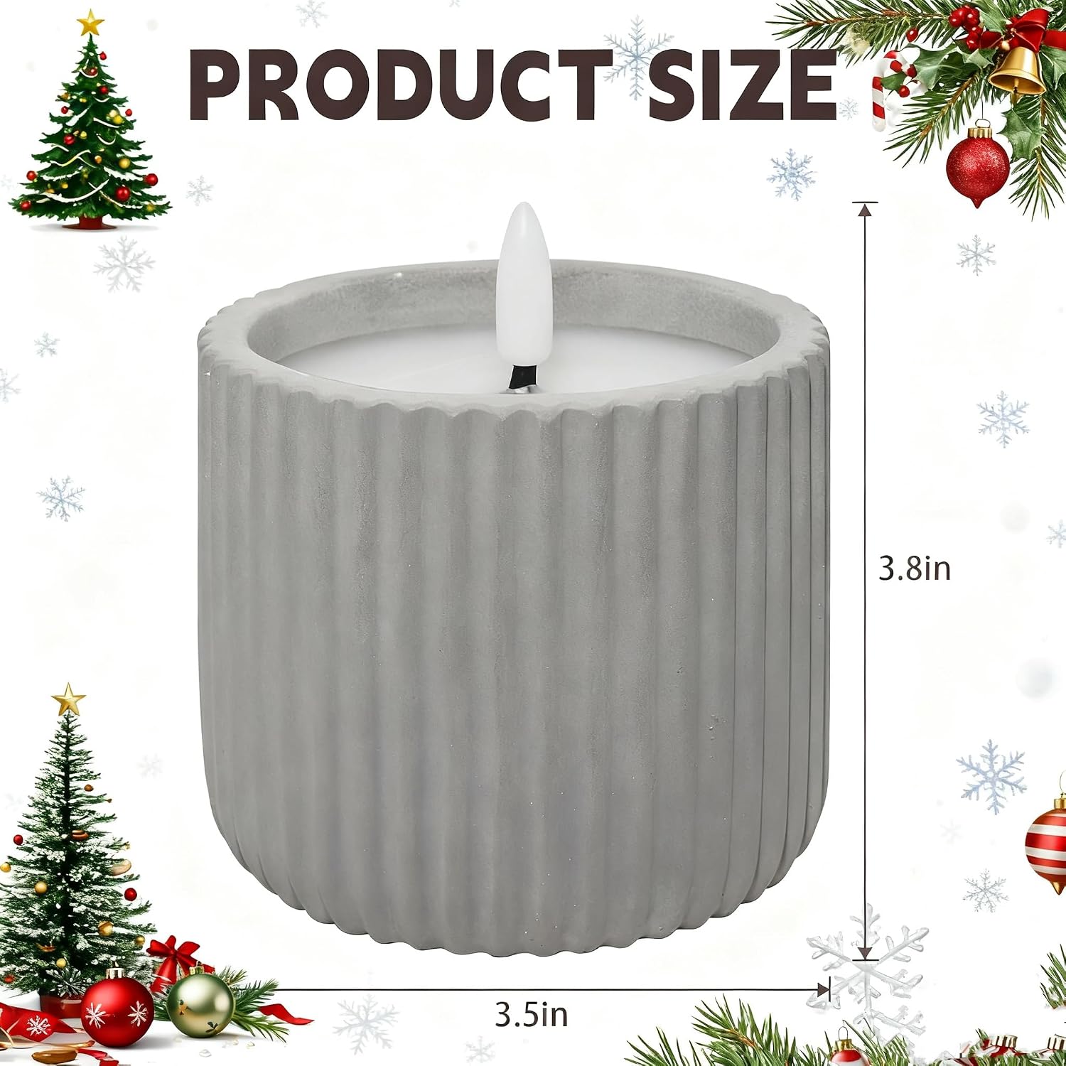 Flameless Christmas Candles,2 Pack Christmas Decorations Flameless Candles Battery Operated Candles for Christmas Home Decoration