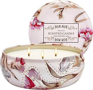 M&SENSE Soy Candle Mimosa Rose Scented 12oz Over 40 Hours Burn Time, 3-Wick Natural Aromatherapy Candle Highly Scented & Long Lasting, Home Fragrance Gift for Women Men