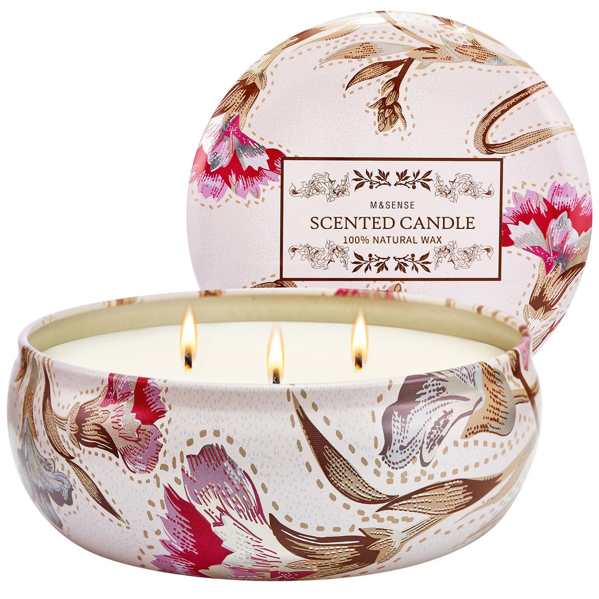 M&SENSE Soy Candle Mimosa Rose Scented 12oz Over 40 Hours Burn Time