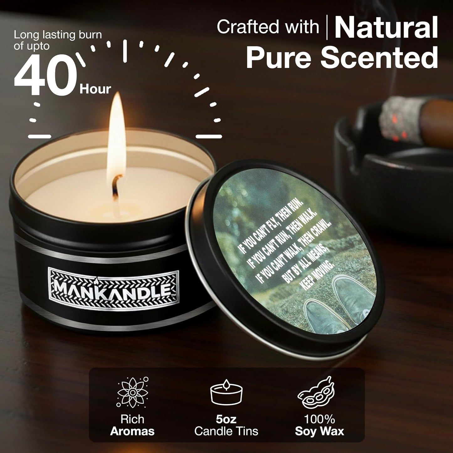 Majestic Zen Aromatherapy Candles for Men Gift Set | 6-Pack Soy Wax Candle with Inspirational Quotes | Stress Relief Candle Set for Relaxation, Aromatherapy Gift Set & Unique Gifts for Him