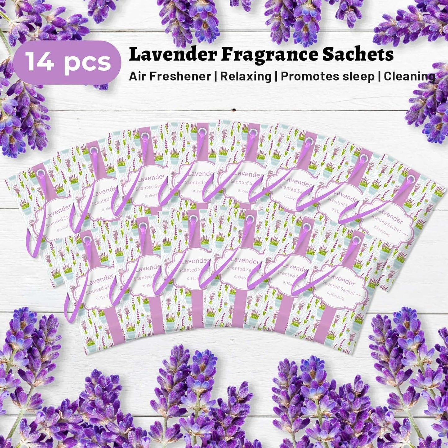 STRN Scented Sachets for Drawer and Closet, Lavender Scented Long-Lasting Sachets, 14 Packs for Home Fragrance, Small Space Air Freshener for Wardrobes