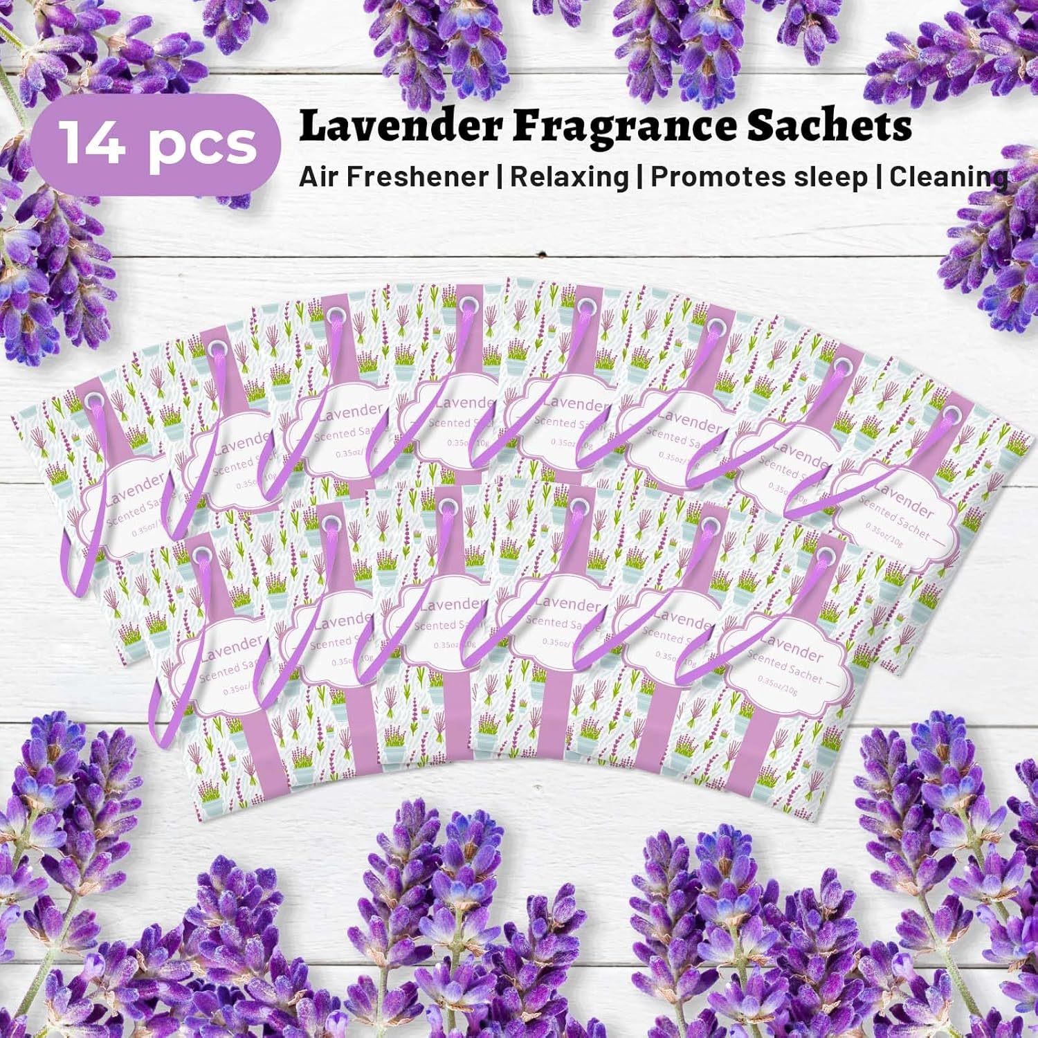 STRN Scented Sachets for Drawer and Closet, Lavender Scented Long-Lasting Sachets, 14 Packs for Home Fragrance, Small Space Air Freshener for Wardrobes