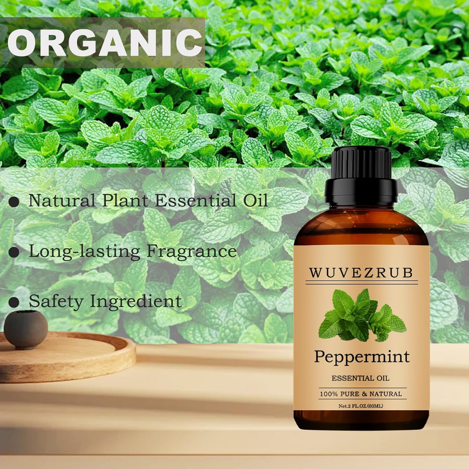 Peppermint Essential Oils, 60ML Pure and Natural Essential Oil for Aromatherapy Diffuser - Peppermint /2 Fl Oz
