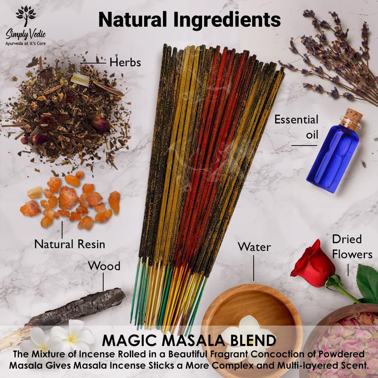 Simply Vedic 7 Chakra Incense Sticks, Aromatic Bliss for Balance & Healing| Handcrafted 140 Sticks with Pure Natural Scents to Align Energy Centers, Aromatherapy, Meditation, Yoga, Promote Relaxation