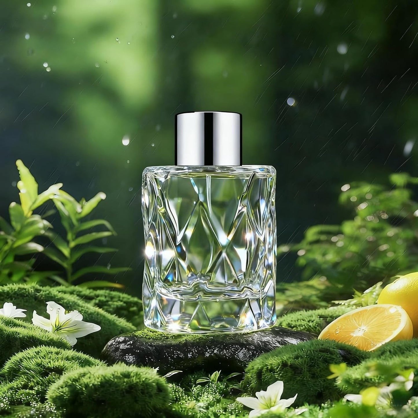 Glass Diffuser Bottles Irregular Surface with Silver Caps Refillable Diffuser Bottles Set of 4-3.1" High, 50ml 1.7 fl oz. Diffuser Jars for Home Fragrance