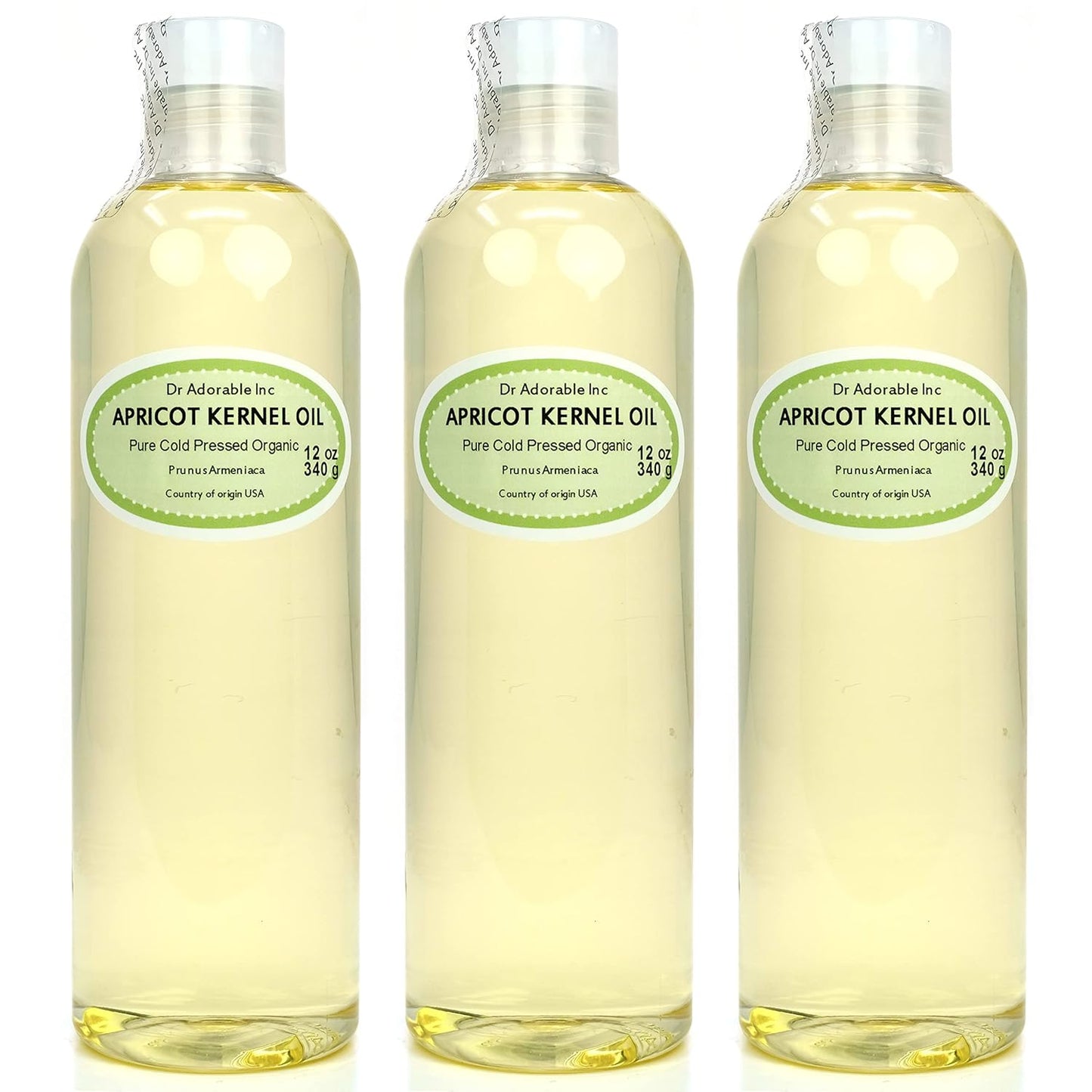 Dr Adorable - 36 Oz - Apricot Kernel Oil - 100% Pure Natural Organic Cold Pressed (3 of 12 Oz bottles)