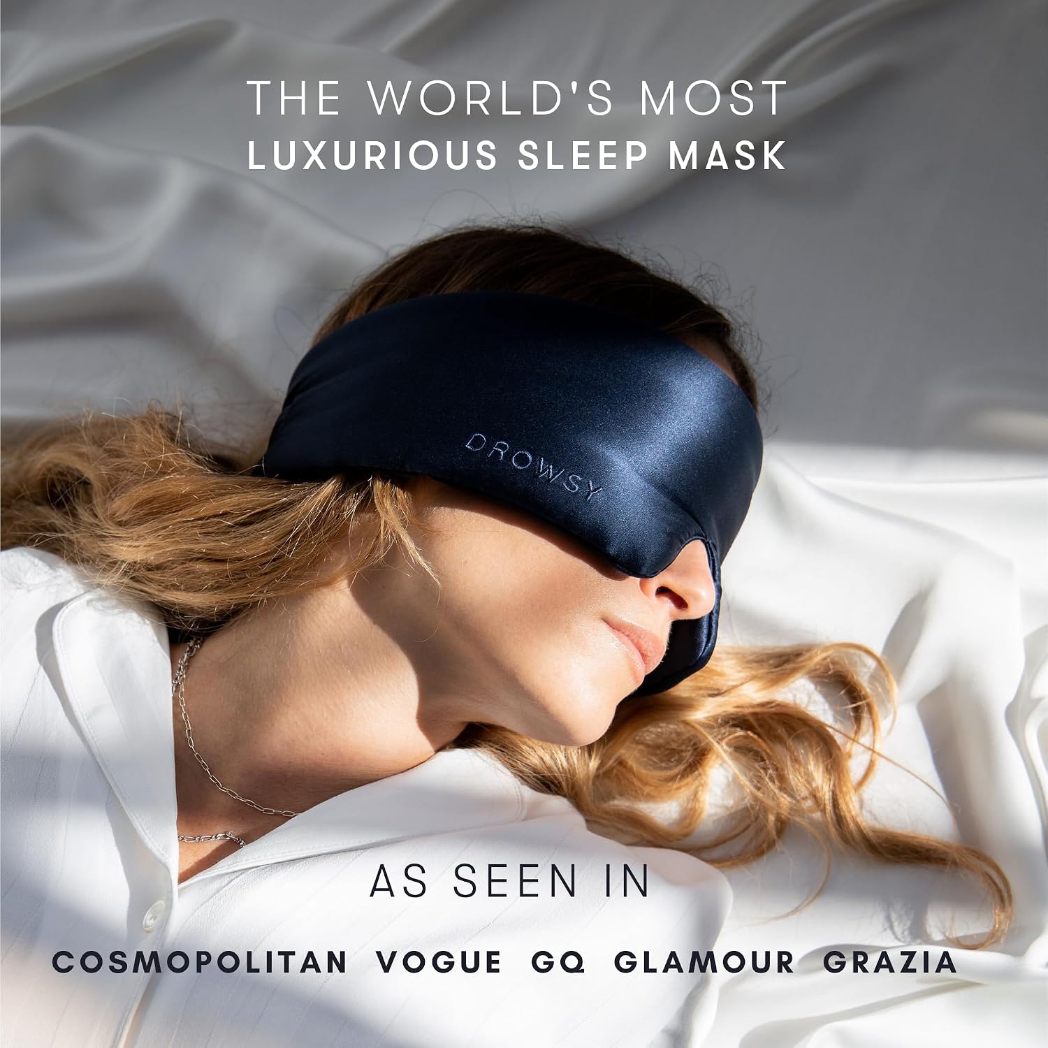 DEEP Sleep Gift Bundle - Gift Sleep This Season. Luxury Silk Sleep mask - Drowsy Midnight Blue Sleep mask and Drowsy Deep Sleep SOS Pillow Spray