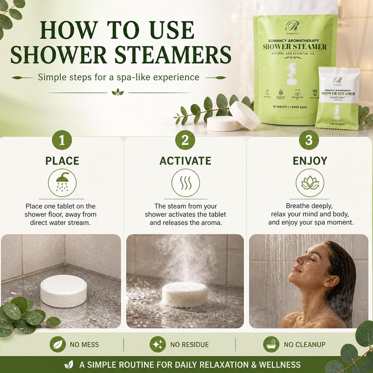 Shower Steamers 10 Pack, Eucalyptus Mint Citrus Shower Bombs Aromatherapy | Eucalyptus, Mint, Citrus & Sea Salt • Aromatherapy Shower Steamers • Home Spa Experience • 10 Pack