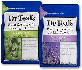Dr Teal's Epsom Salt Bath Soaking Solution, Eucalyptus and Lavender, 2 Count, 3lb Bags - 6lbs Total