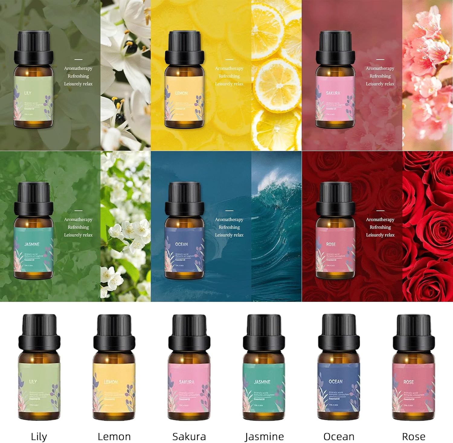 USB Essential Oil Diffuser with 6 Oils, Portable Ultrasonic Aromatherapy Diffuser for Home & Car, Cool Mist, 7-Color LED Night Light, Auto Shut-Off, One-Button Control,3 Colors (White)