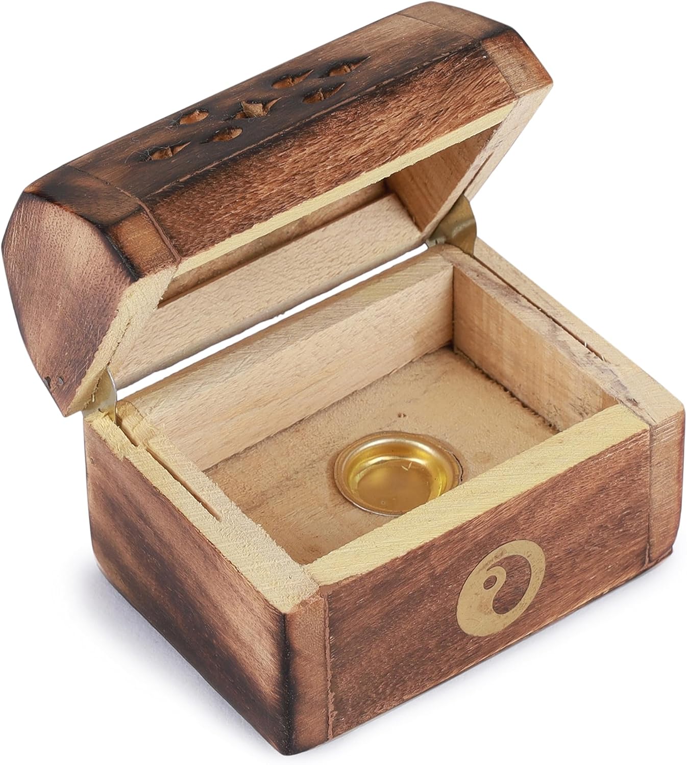 Bless-International Traditional-Handmade-Burner Wooden-Incense-Stick-Holder Ash-Catcher-Stand for-Aromatherapy-Meditation-Yoga (Treasure Box Wooden Charcoal/Cone)