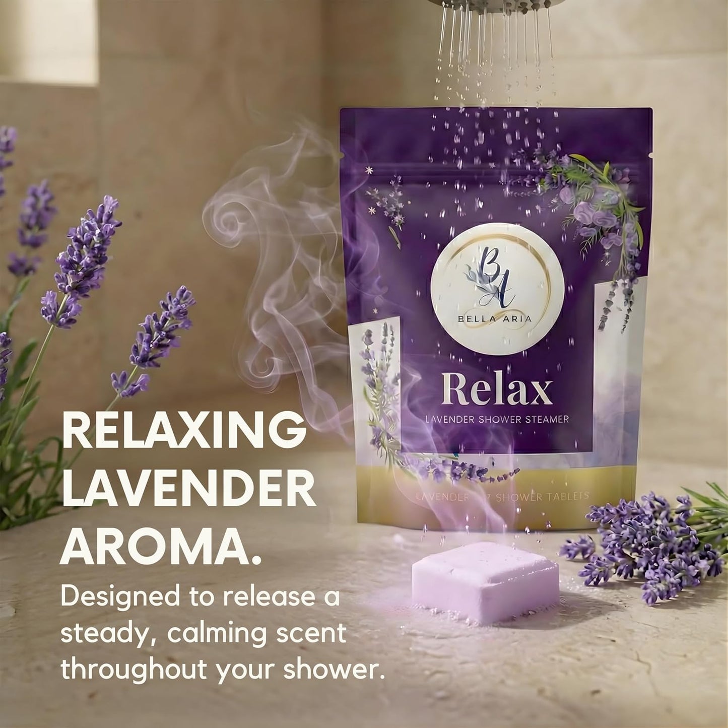 Lavender Shower Steamers Aromatherapy – 7 Long Lasting Essential Oil Shower Bombs – Large Spa Tablets for Relaxation & Bedtime Rituals – Made in USA, Self Care Gift for Men & Women