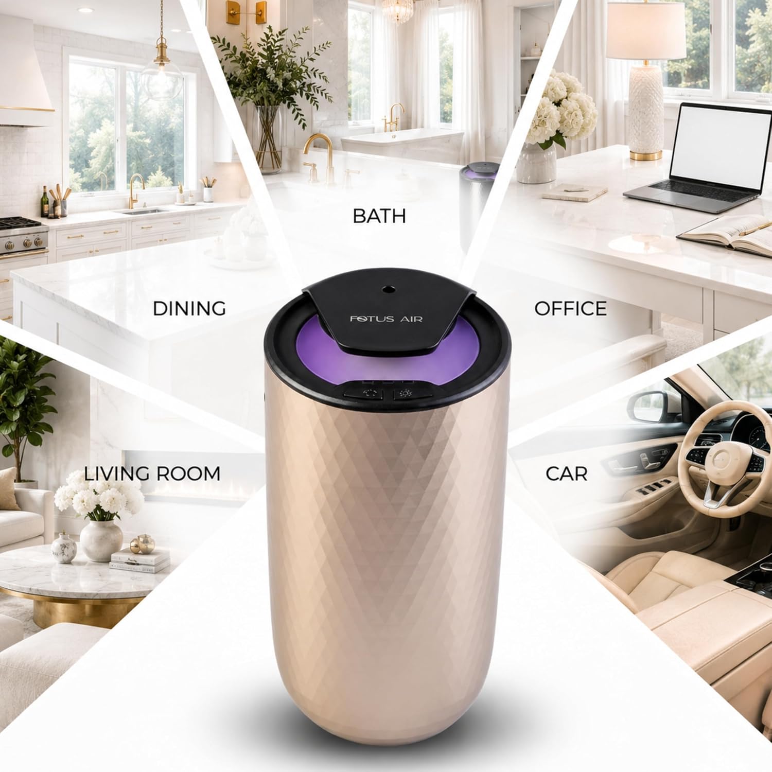 Waterless Essential Oil Diffuser - Cordless Rechargeable Aromatherapy Scent Machine for Home Bedroom Car Office Travel - 3 Mist Levels, 4 Timer Modes, 24-Hour Battery