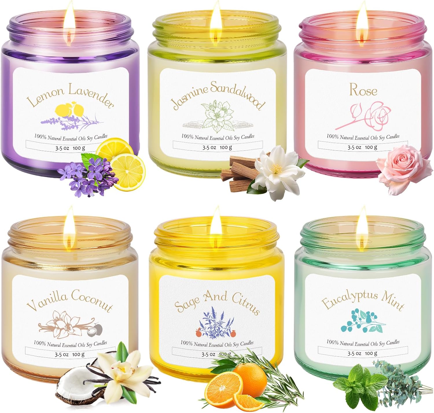 6 Pack Candles for Home Scented | Aromatherapy Candles Gift for Women,Soy Wax Long Lasting Jar Candles Gift Set for Women Christmas,Birthday,Mother's Day,Anniversary Present