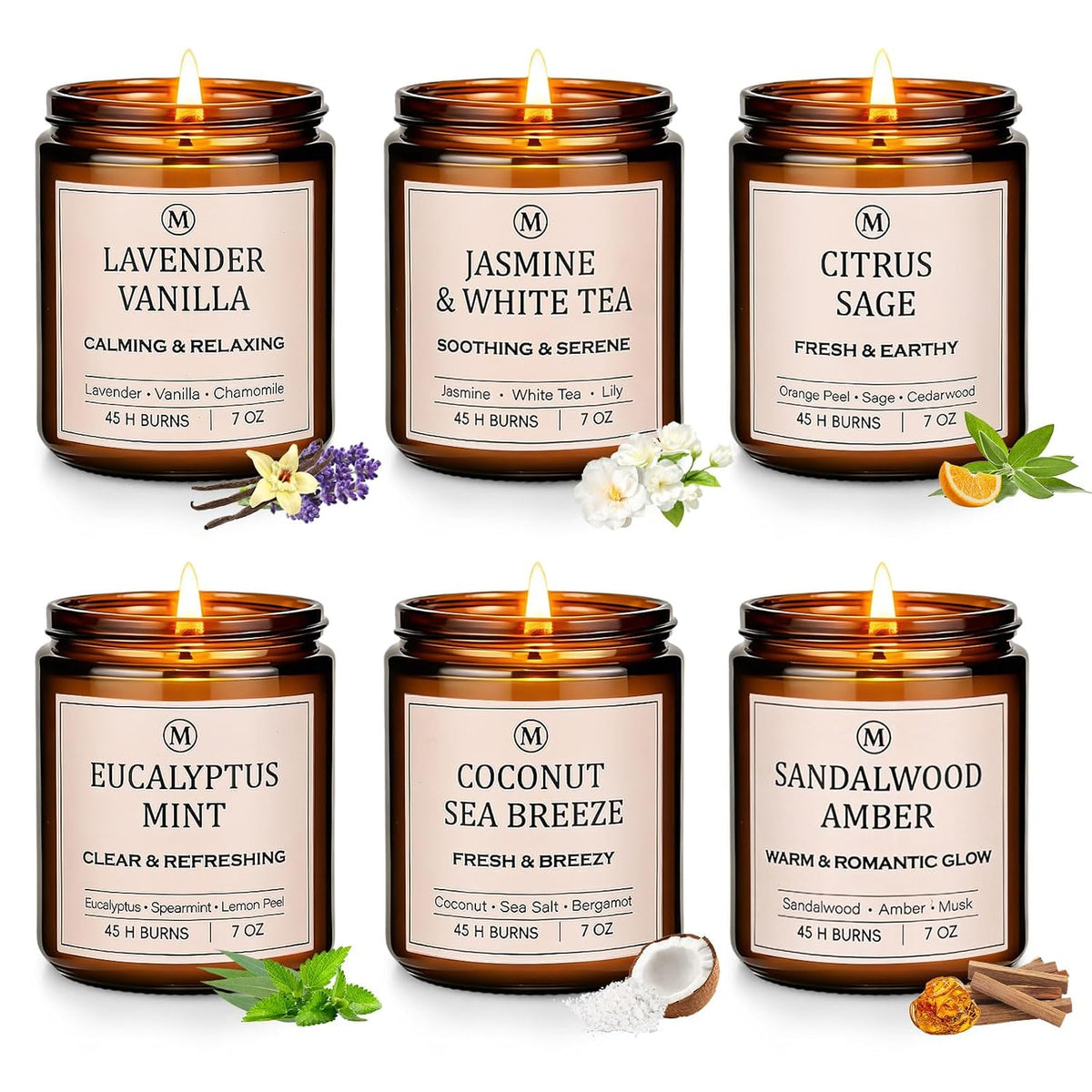 6-Pack Scented Soy Candle Set