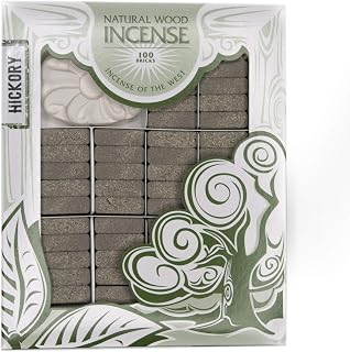 Incienso de Santa Fe - Hickory Natural Wood Incense Bricks with Holder, 100 Count - Made in the USA