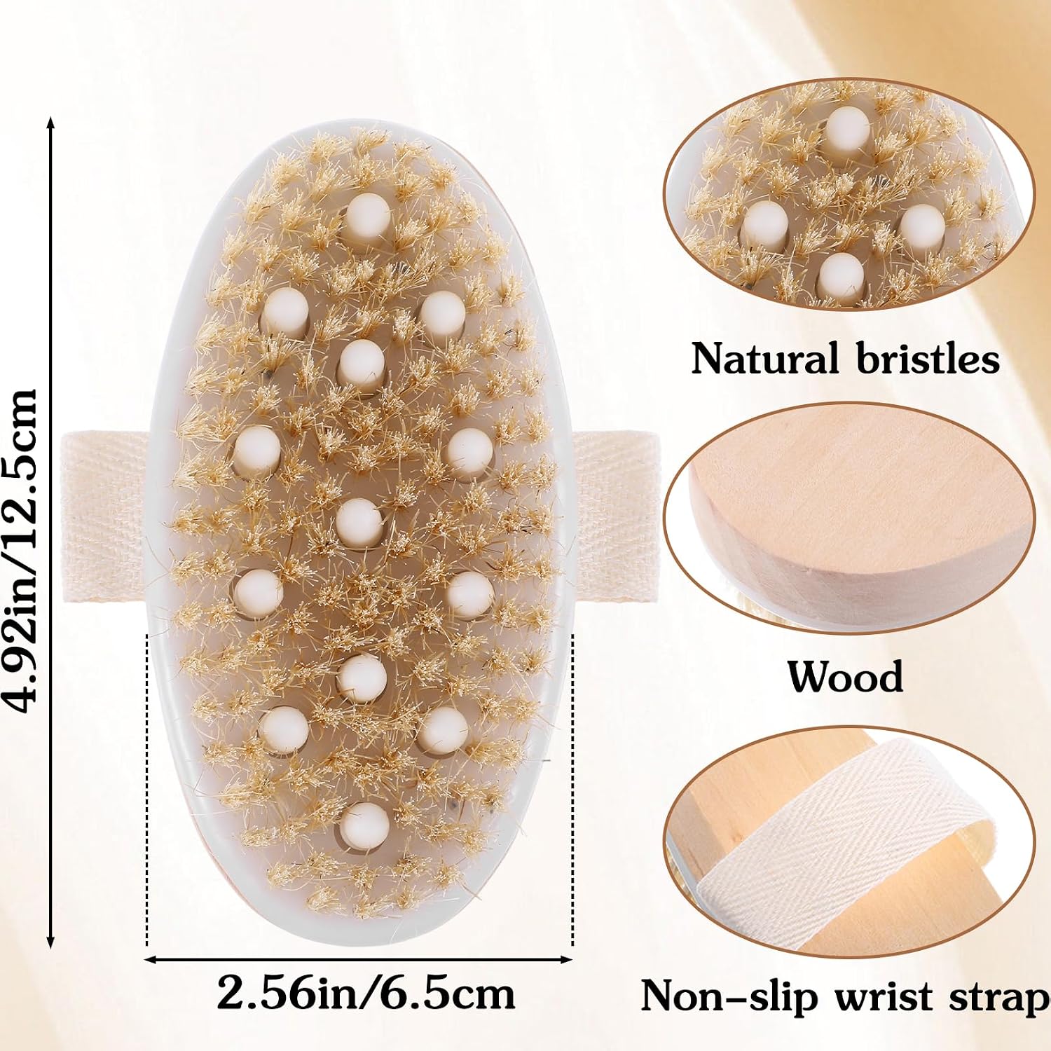 Molain 10 Pcs Dry Brushing Body Brush, Natural Bristle Exfoliating Brush Exfoliating Brushes with Massage Nodule Dry Skin Body Scrubber for Shower Blood Circulation, Deep Exfoliation for Smooth Skin