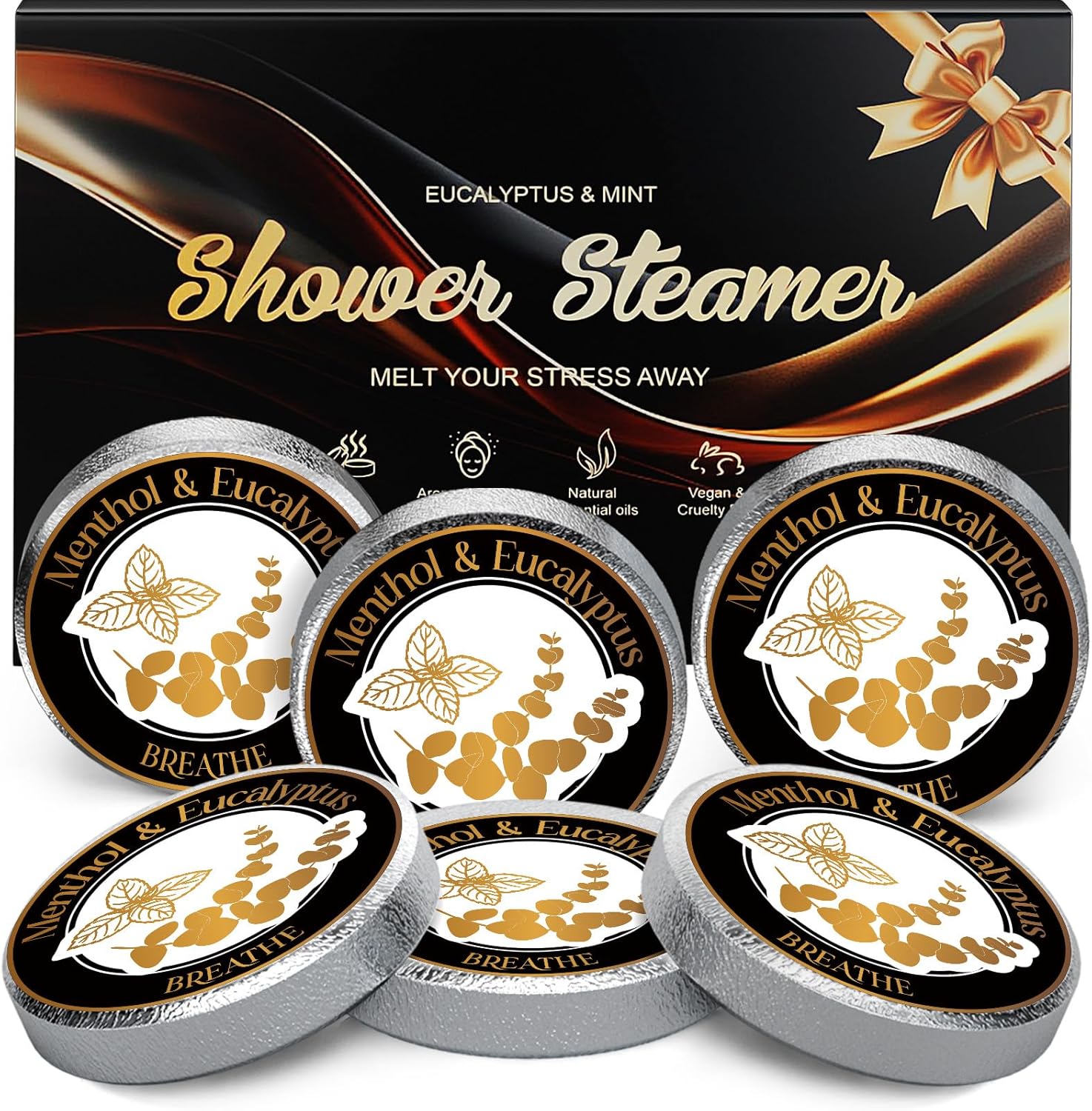 Halloween Boo Basket Stuffers for Him: 6 Packs Eucalyptus Shower Steamers Aromatherapy, Stress Relief Self Care Birthday Gift for Dad Teens Boyfriend, Christmas Stocking Stuffers for Mens Adults 2026