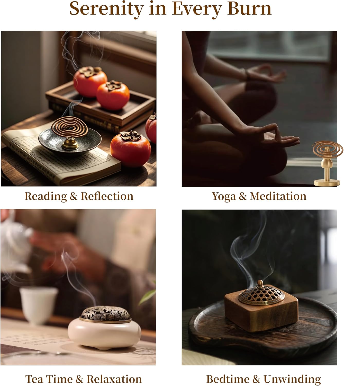 Premium Coil Incense, 24 Dual-Coils, 2-Hour Burn per Coil - Natural Sandalwood for Meditation, Reading, Focus Enhancement & Serene Spiritual Ambiance, 50g