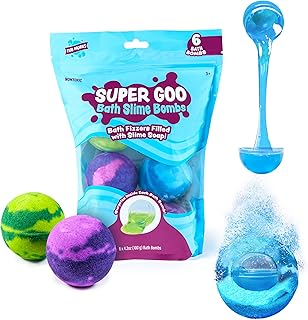 Tub Works Super Goo Bath Slime 'Surprise' Bombs, 6 Pack | Kids Bath Bombs With Surprise Inside | Nontoxic | Stretchy, Squishy Slime Soap | Sensory Fun for Kids