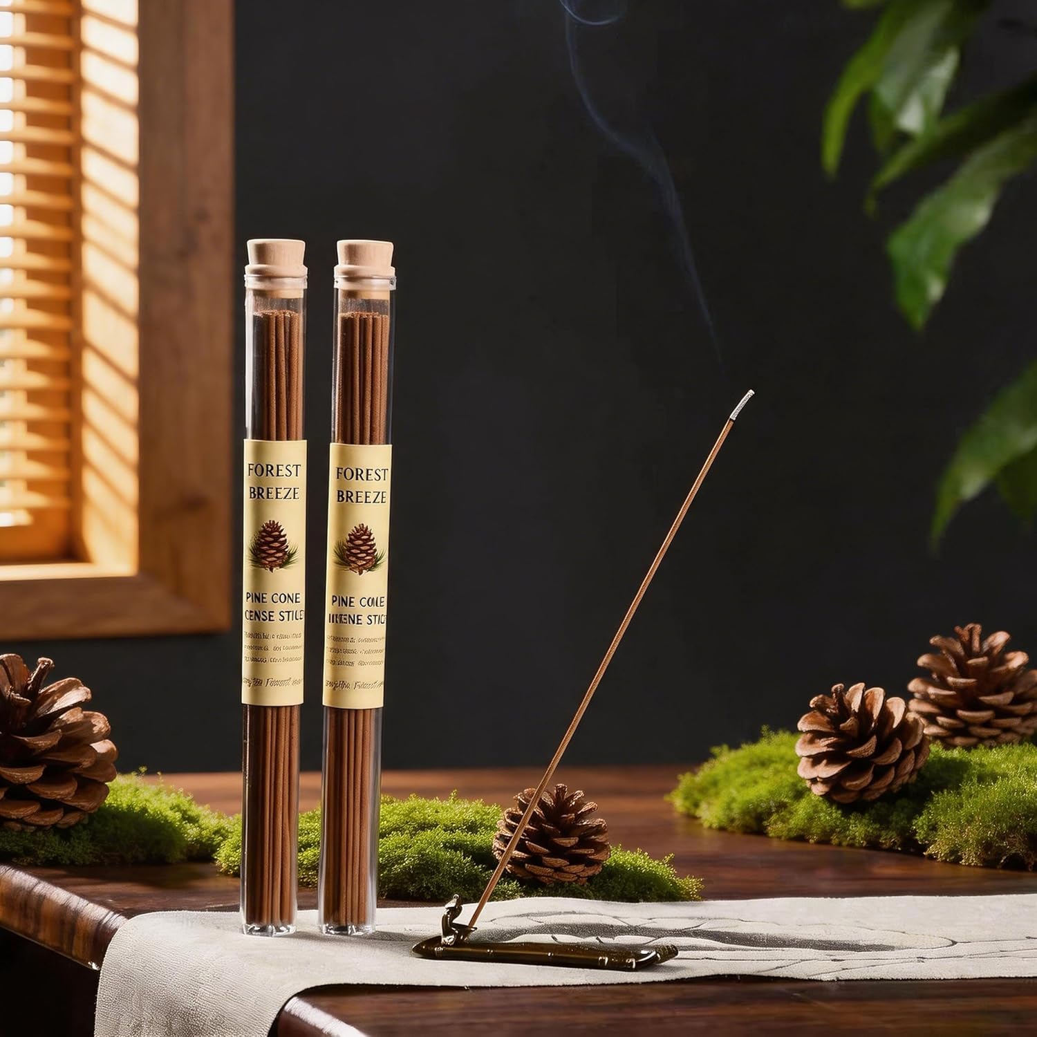 Pine Cone Incense Sticks-2 Tubes, Approx. 80-90 Sticks (40g)- Long Lasting 40 Mins Each - Pure Hand-Natural Incense Sticks for Meditation, Yoga, Relaxation & Home Fragrance Pine Cones Scent