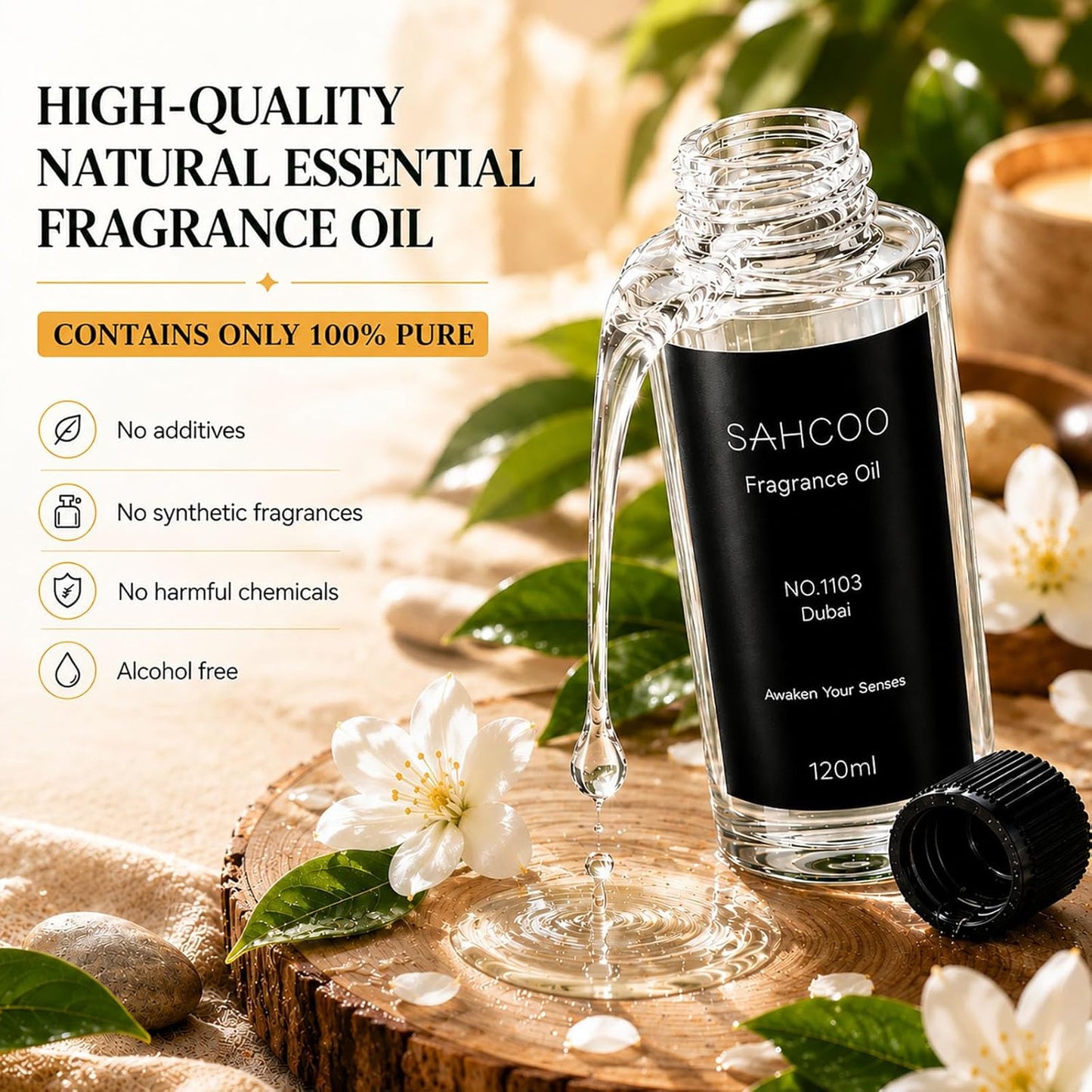 Hotel Diffuser Oil Set Inspired by 5-Star Hotel Scent, Most Popular Fragrance Oil 120ml, Natural Aromatherapy Oils for Cars & Home Products, Room Sprays (5 scents Set)