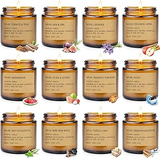 Scented Candles Gift Set,12 Pack Aromatherapy Candles for Home Scented, Aromatherapy Jar Candle Gifts for Women, Natural Soy Wax Amber Candle Set, Scented Candles Set for Birthday Present